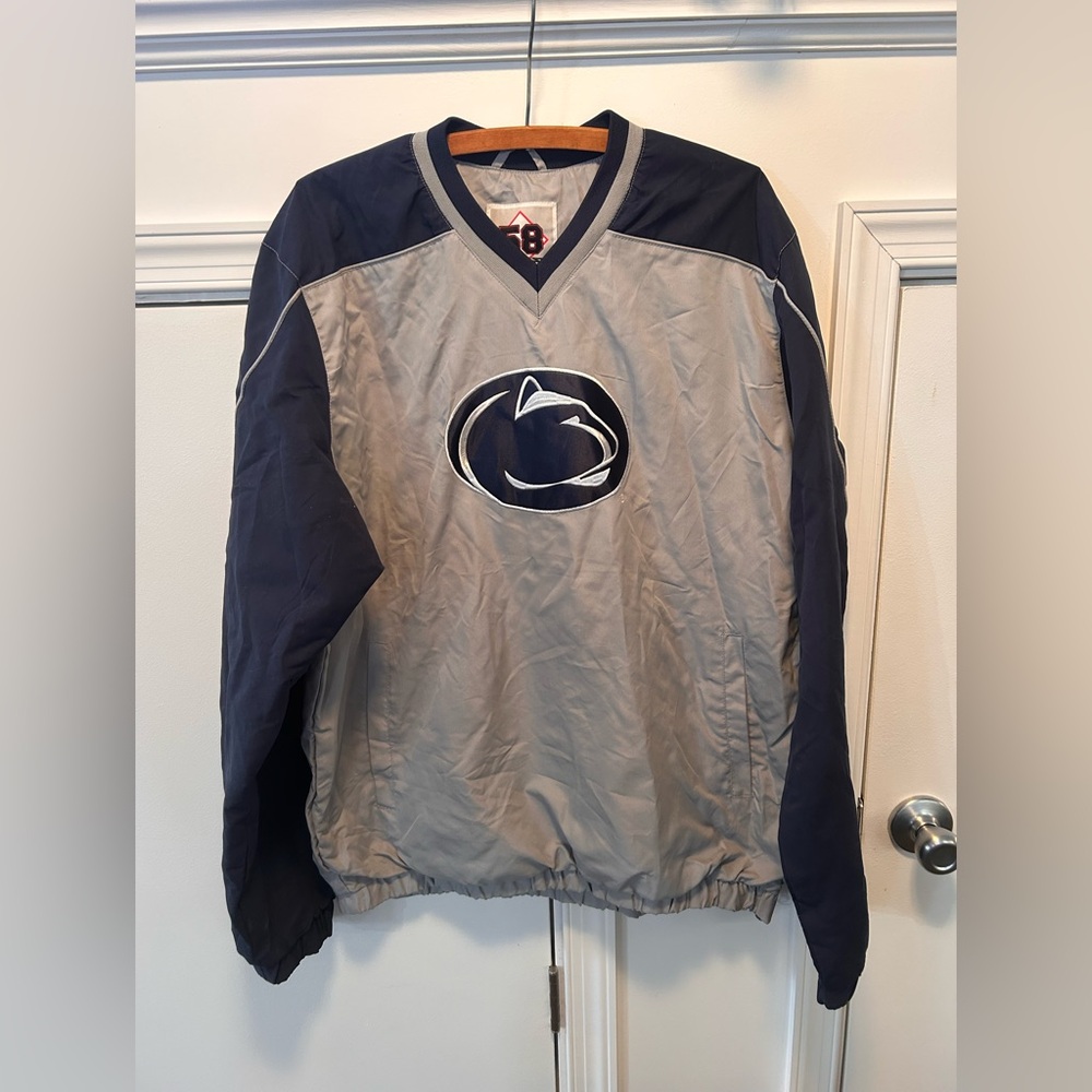 VTG Penn State Nittany‎ Lions 58 Sports Pullover Jacket Med Gray Navy Colorway